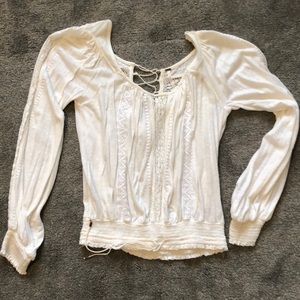 Free People White Long Sleeve Top Size S